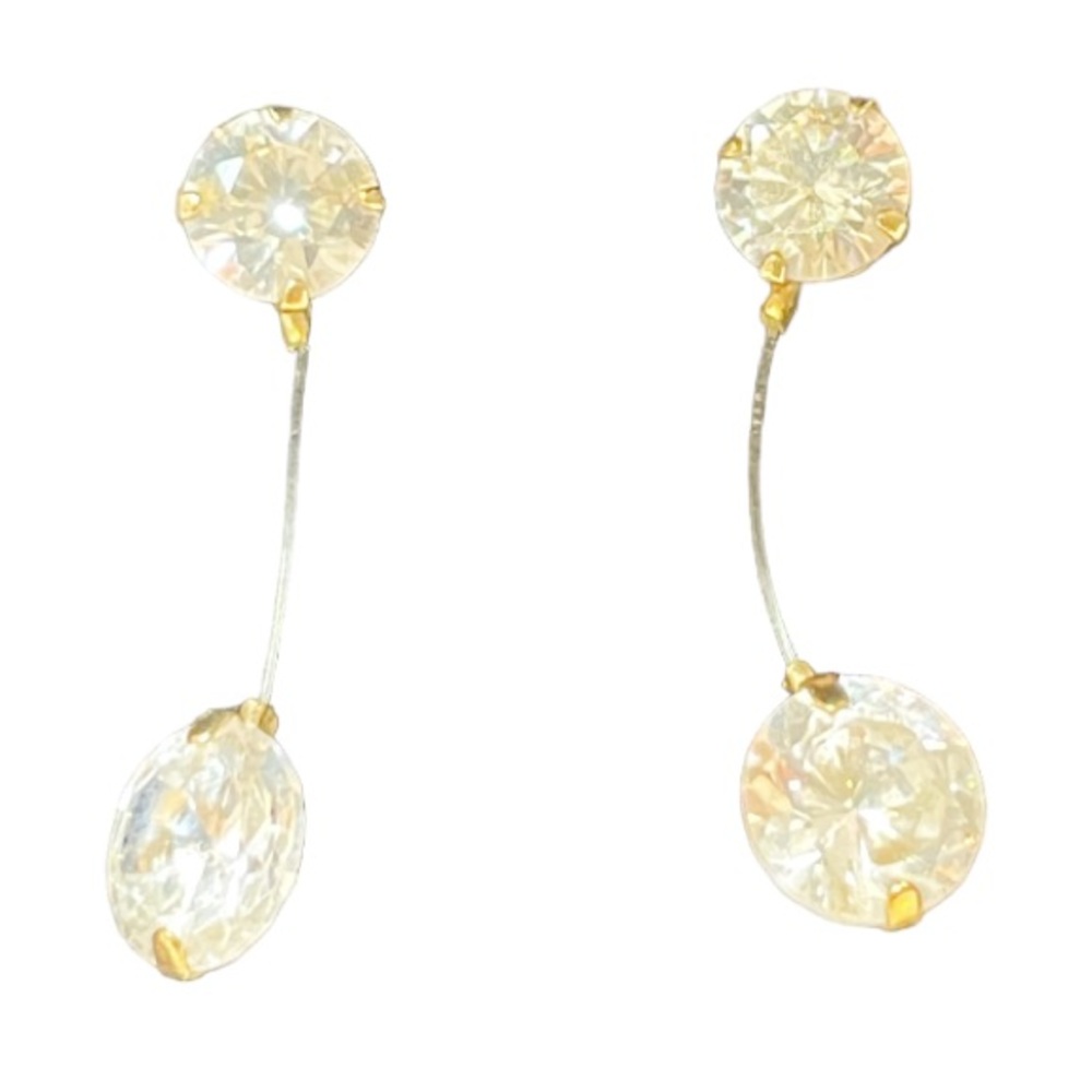 Vintage 14k gold simulated diamond illusion 1” drop earring